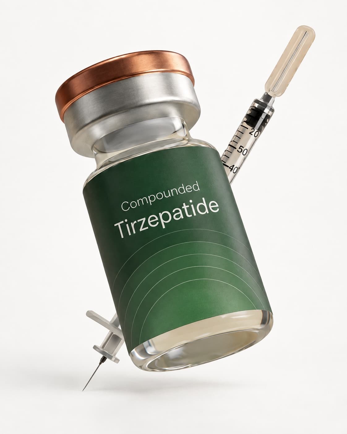 Illustration of compounded tirzepatide injectable medication