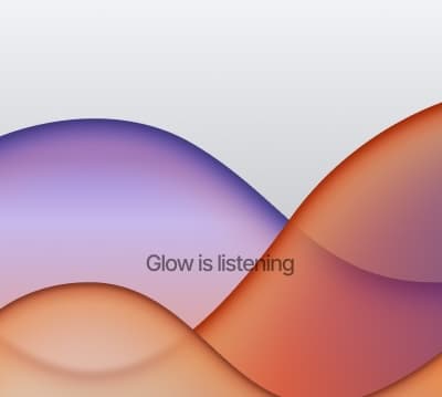 Glow voice coaching screen showing Glow is listening